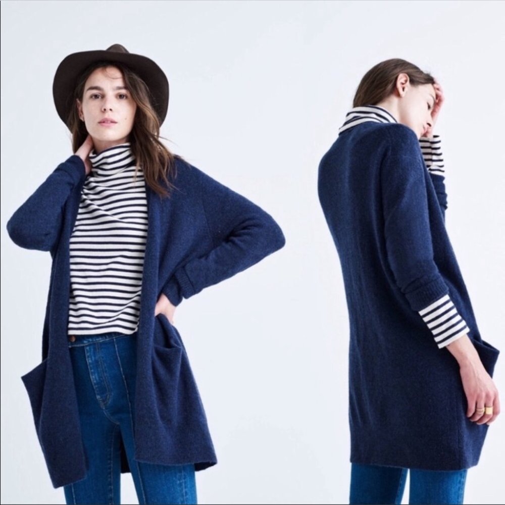 Madewell Kent Cardigan Alpaca Wool SOFT Navy Blue Sweater XS